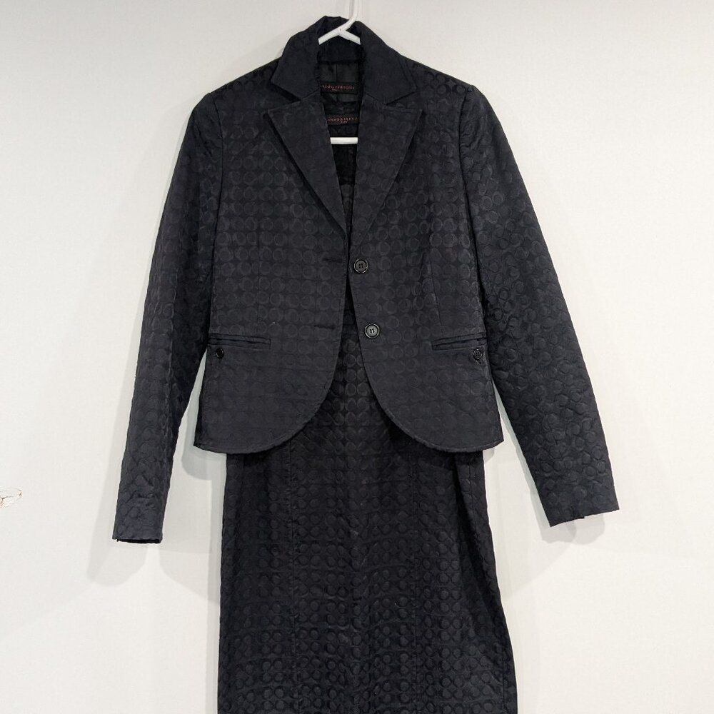 Sandro Ferrone Sleeveless Dress and Blazer Set Black Size 42 Size 8 US